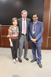 Ethel and Dr. Richard S. Wayne with Dr. Ravi Ashwath, chair of the Richard S. Wayne, M.D. Endowed Chair in Pediatric Cardiology